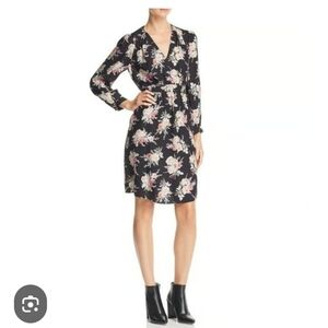 Rebecca Taylor Silk Black Floral Long Sleeve Dress